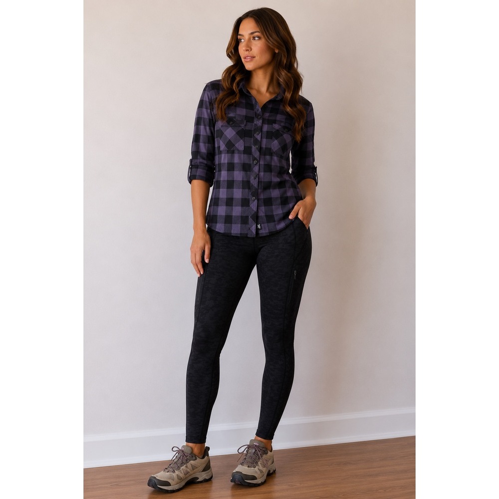 Saga Outerwear Co Purple Black Buffalo Plaid Flannel Button‎ Down Shirt Small
